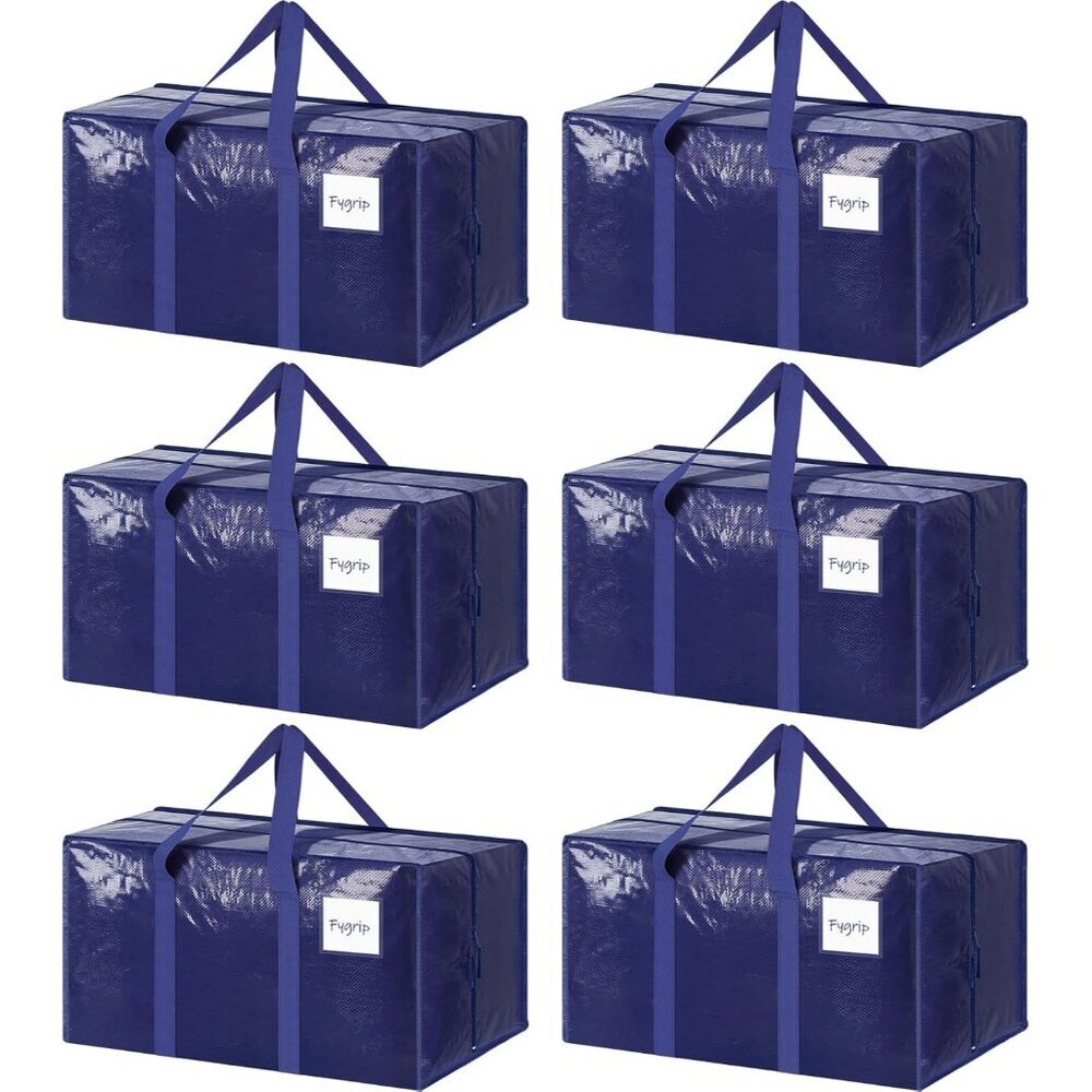 6 Pack Extra Heavy Duty Large Moving Bags with Strong Zipper & Comfortable Handl